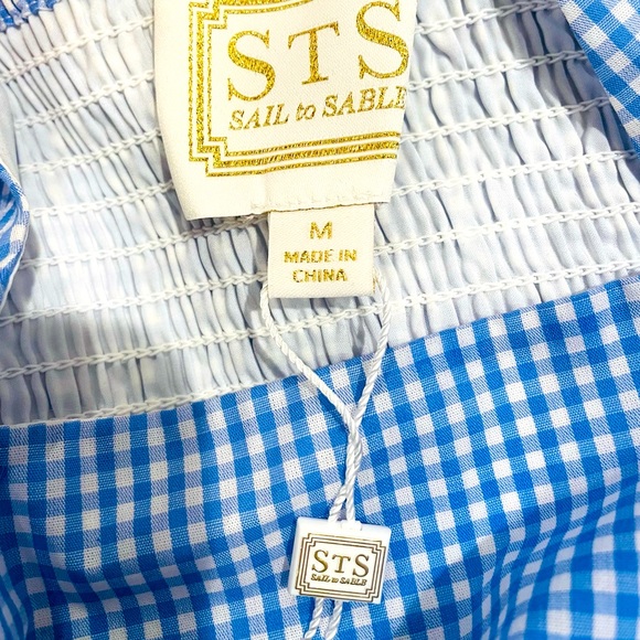 *NWT* Sail to Sable - Gingham Shirred Back Flutter Sleeve Top - Size M - Picture 5 of 7